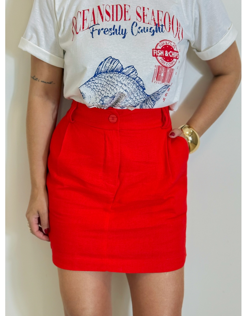 Saia Linho Camila Vermelho