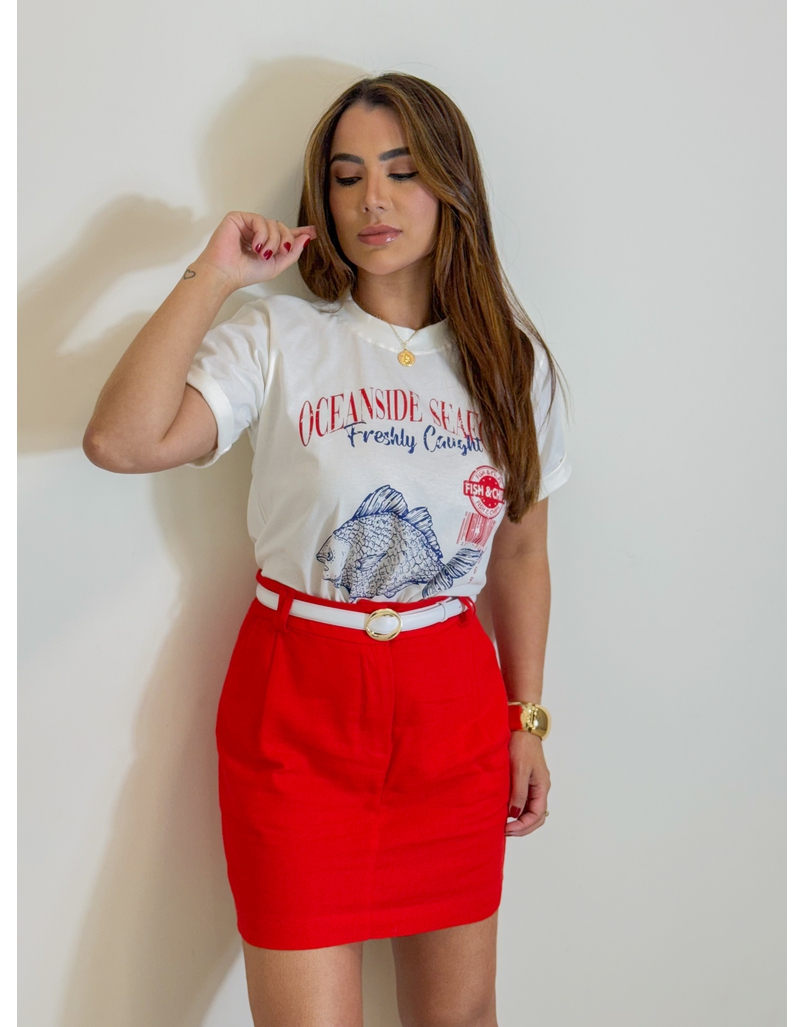 Saia Linho Camila Vermelho