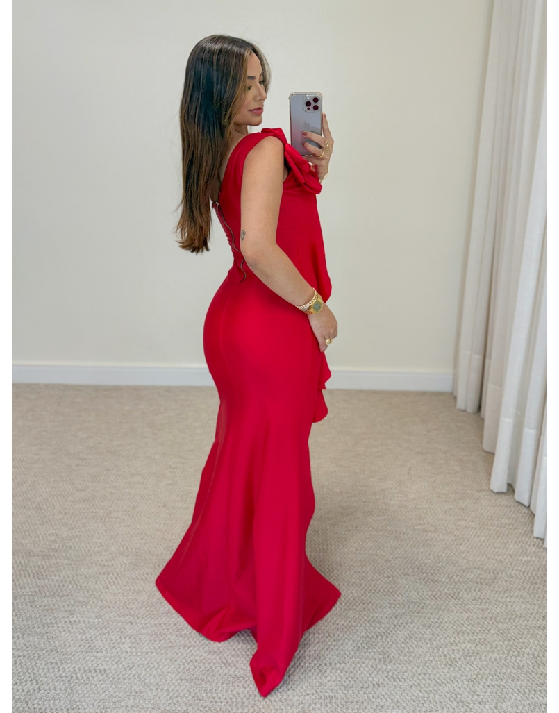 Vestido Festa Flor Vermelho