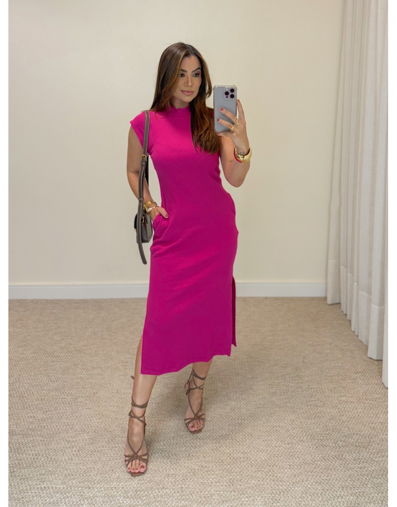 Vestido Canelado Muscle Tee Framboesa