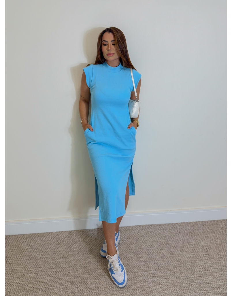 Vestido Canelado Muscle Tee Azul Piscina