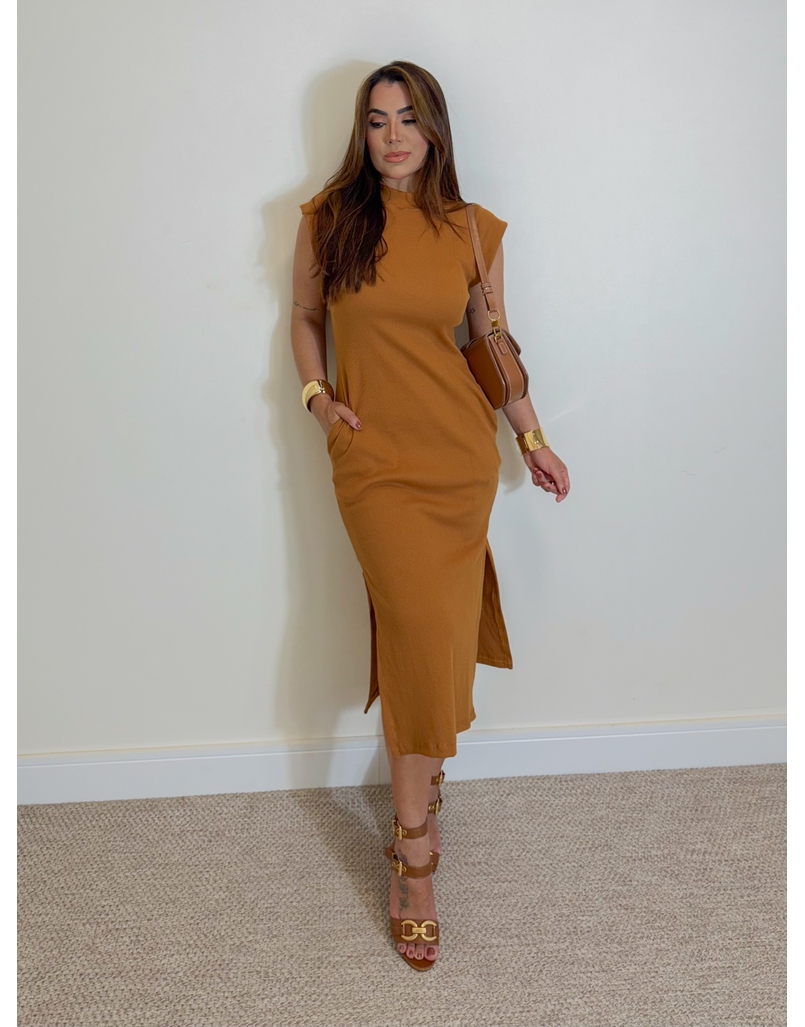 Vestido Canelado Muscle Tee Caramelo