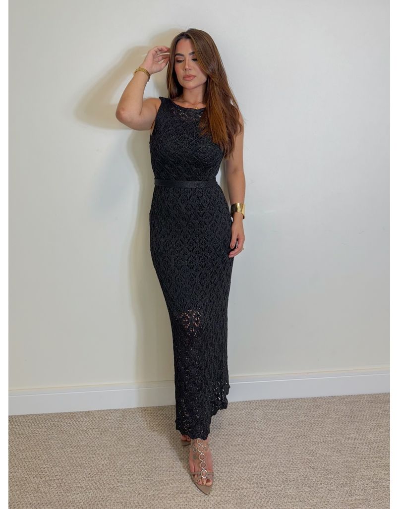 Vestido Tricot Brilho Let Preto