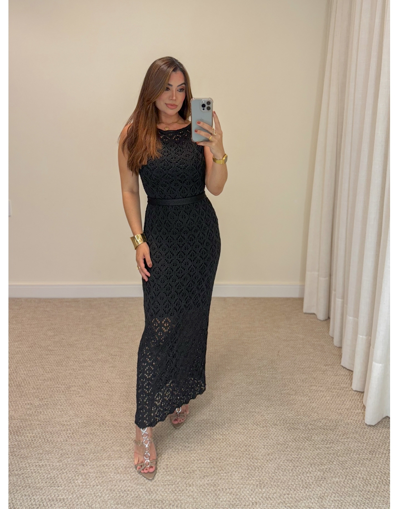 Vestido Tricot Brilho Let Preto