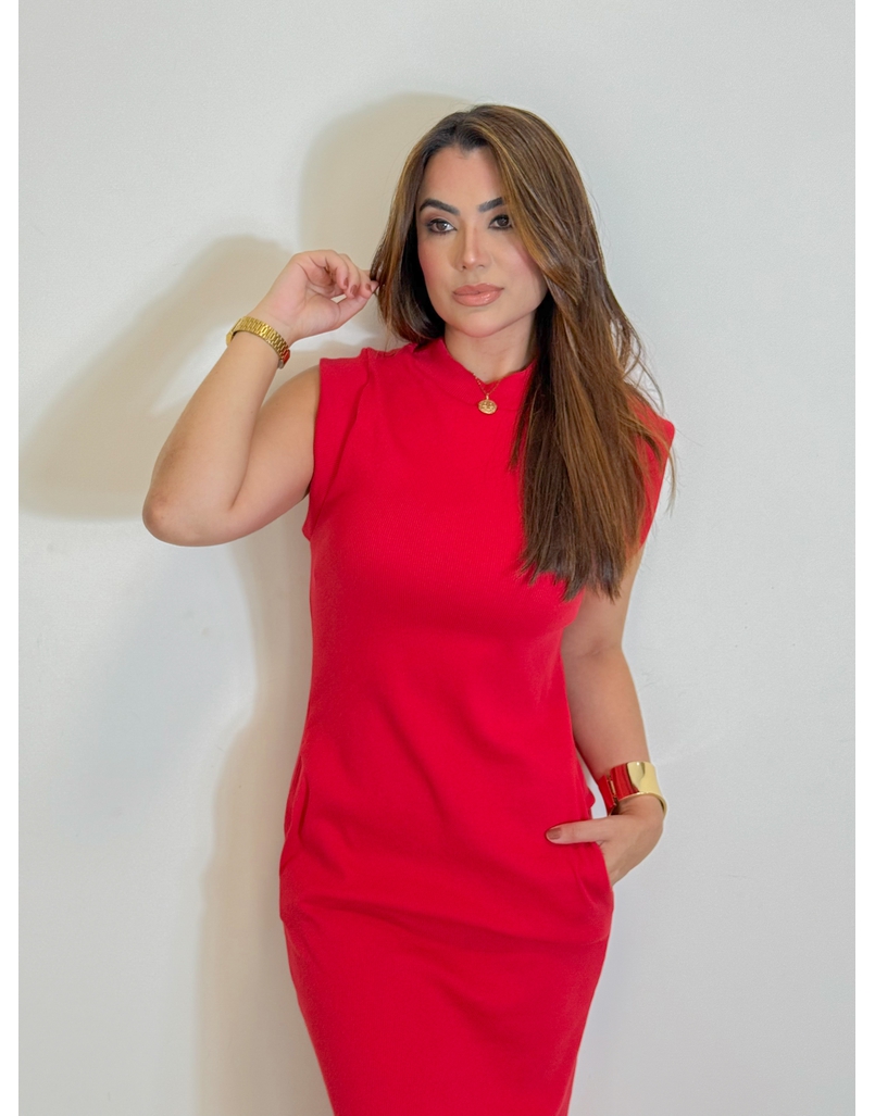 Vestido Canelado Muscle Tee Vermelho