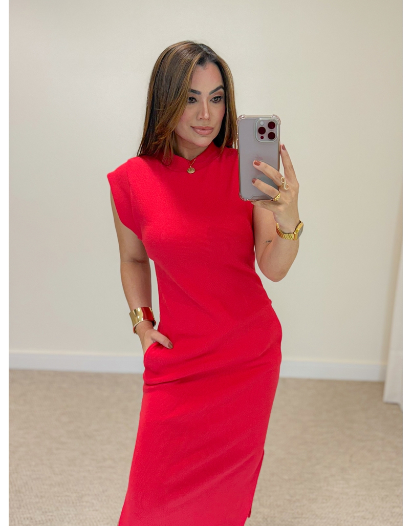 Vestido Canelado Muscle Tee Vermelho