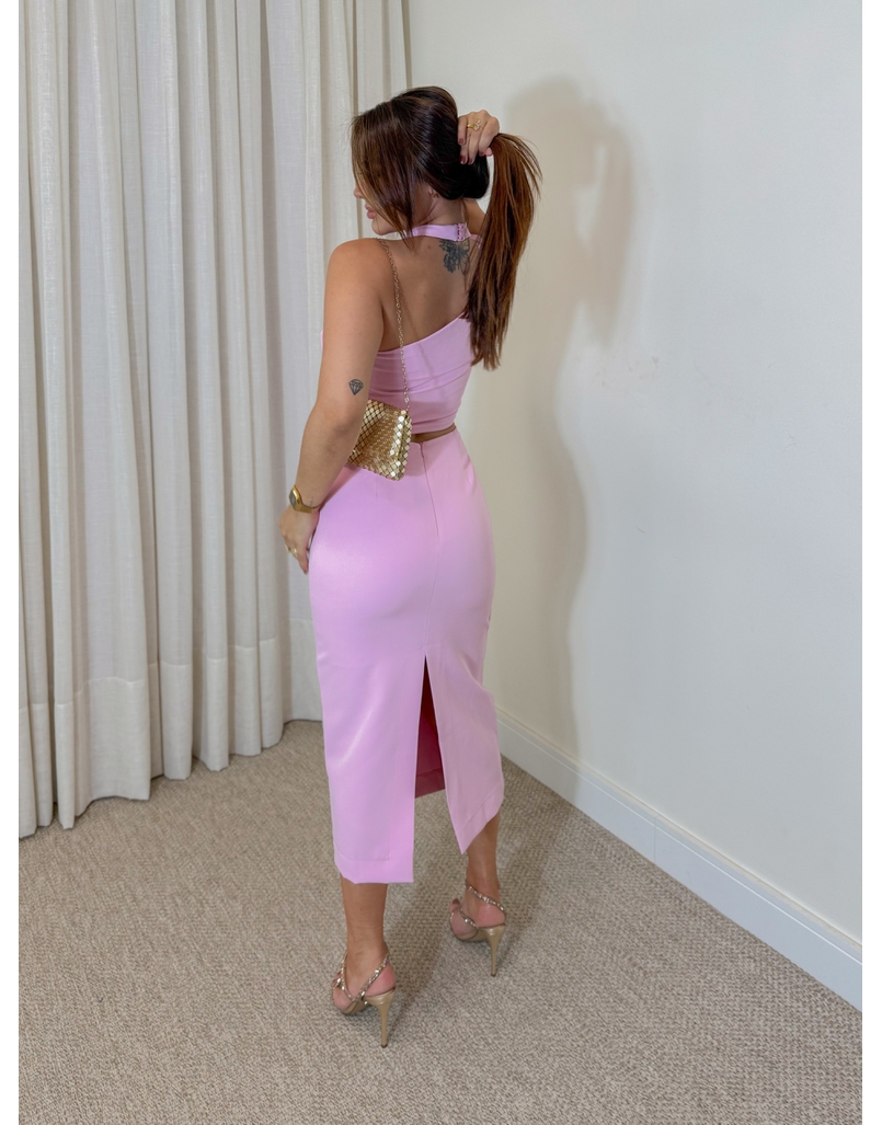 Saia Midi Mila Rosa