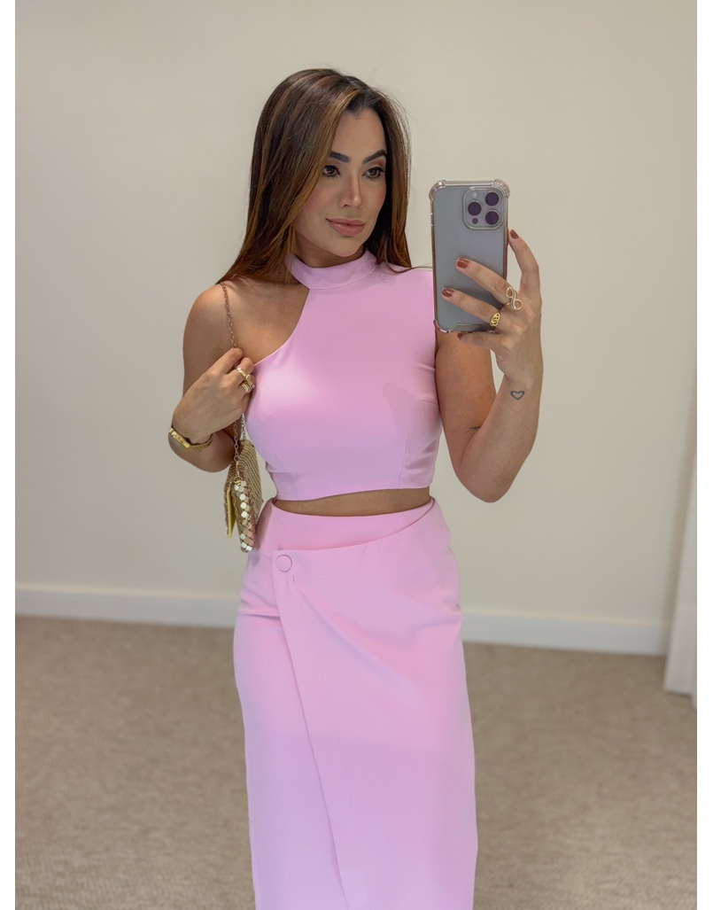 Saia Midi Mila Rosa