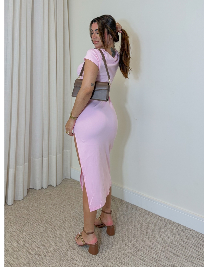 Vestido Midi Basic Rosa