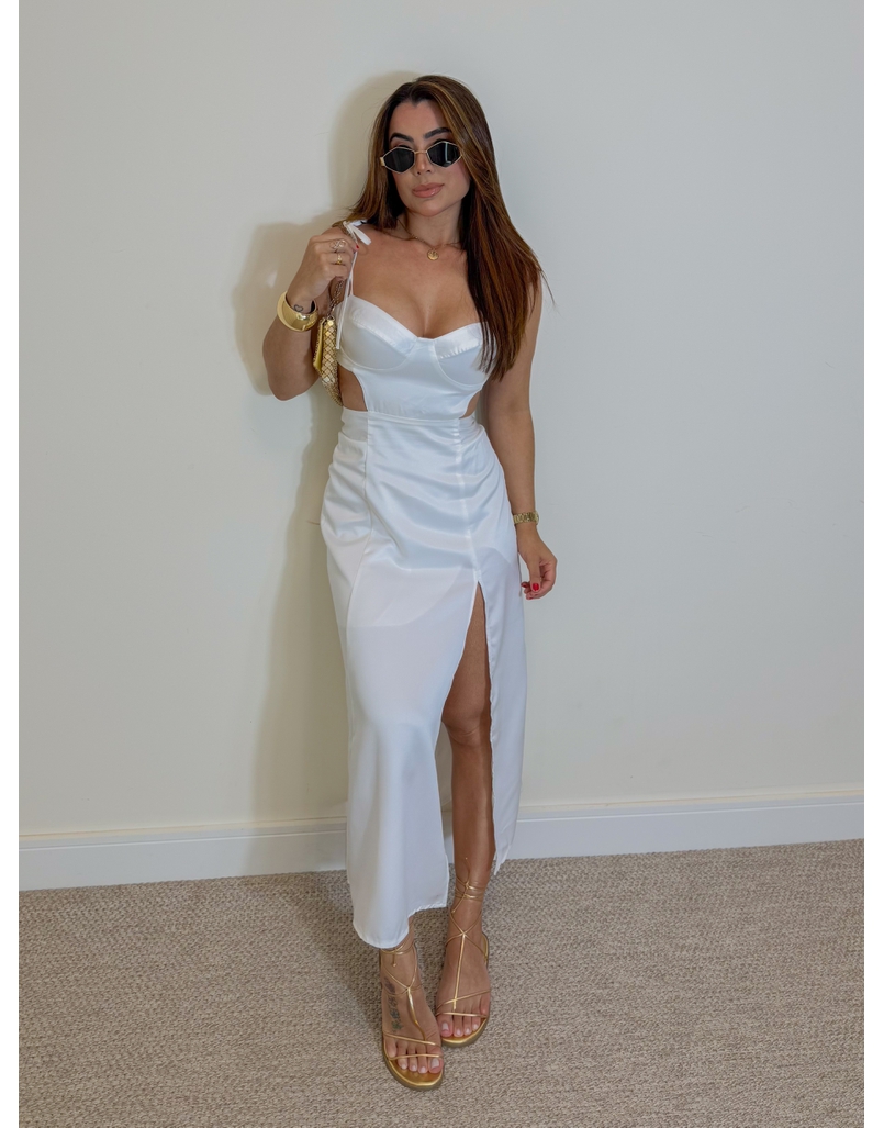 Vestido Alemanha Acetinado Branco