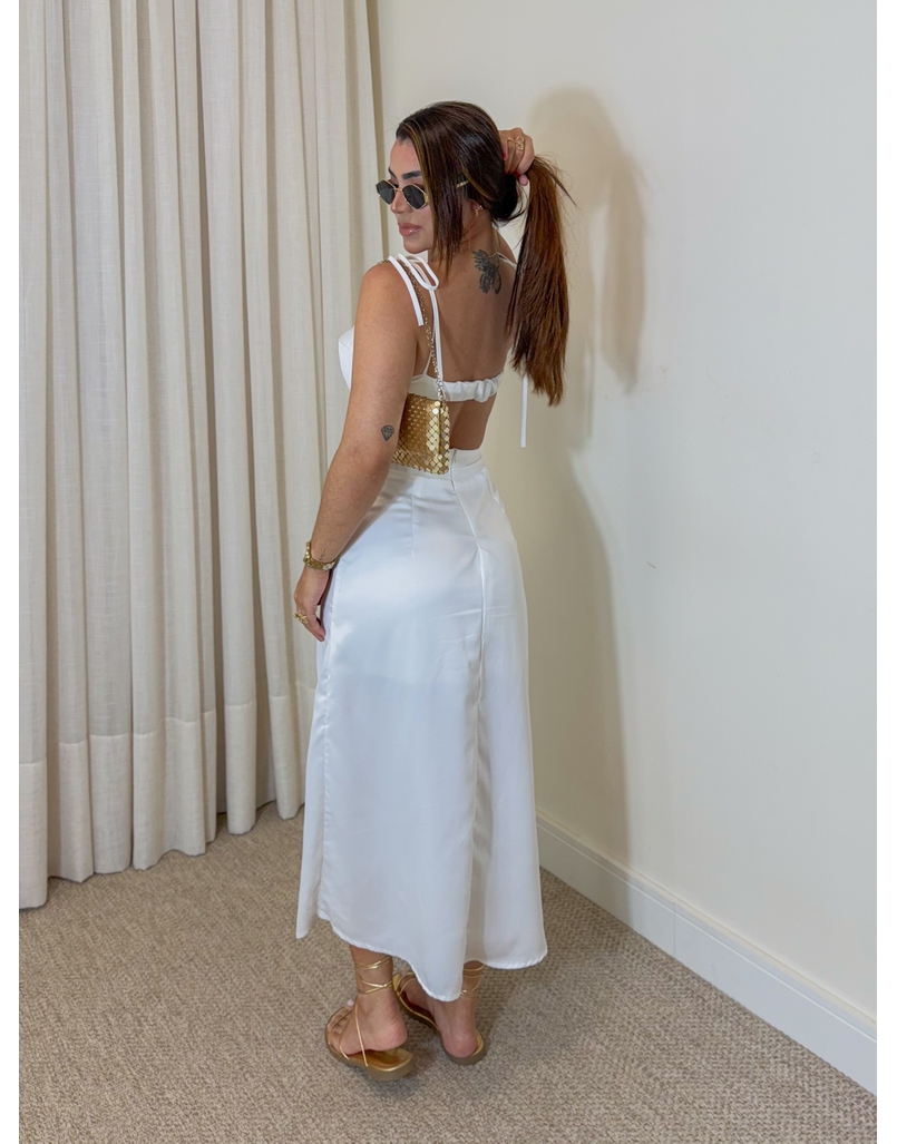 Vestido Alemanha Acetinado Branco