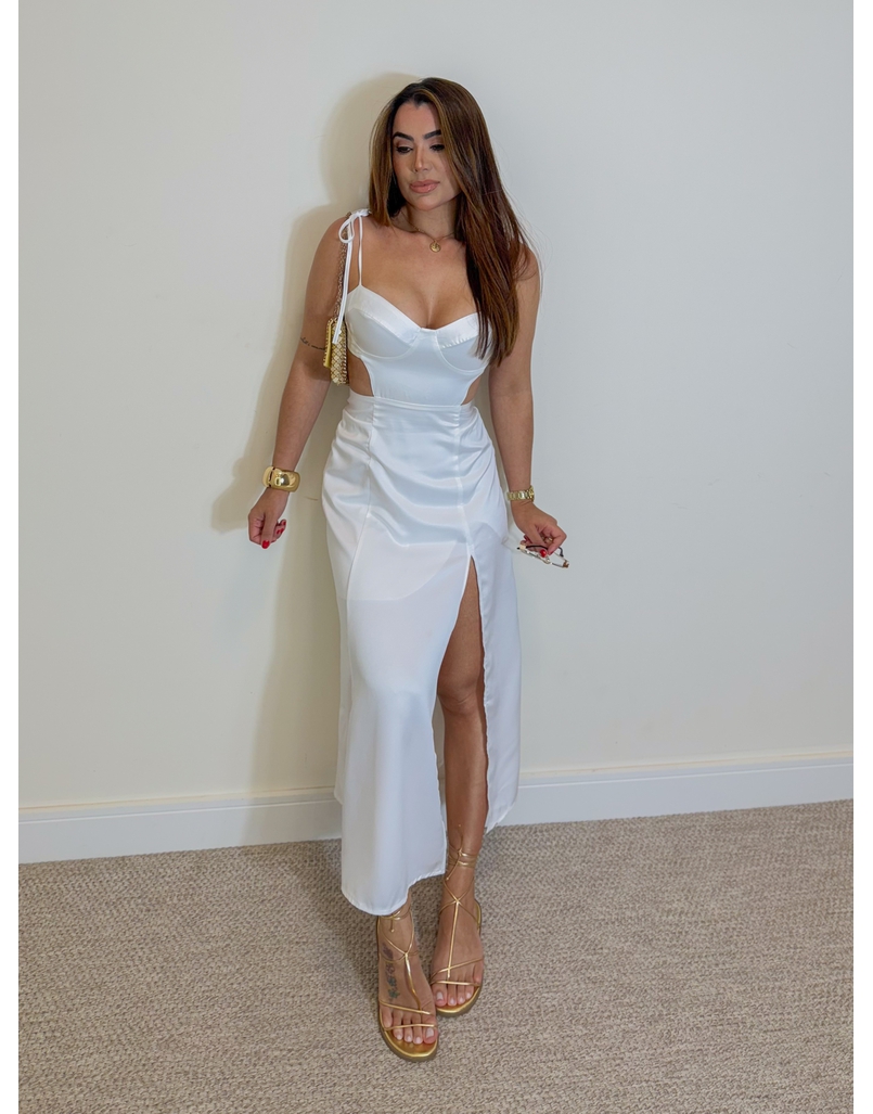 Vestido Alemanha Acetinado Branco
