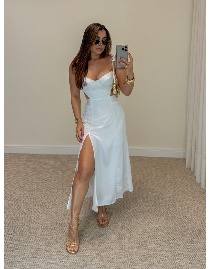 Vestido Alemanha Acetinado Branco