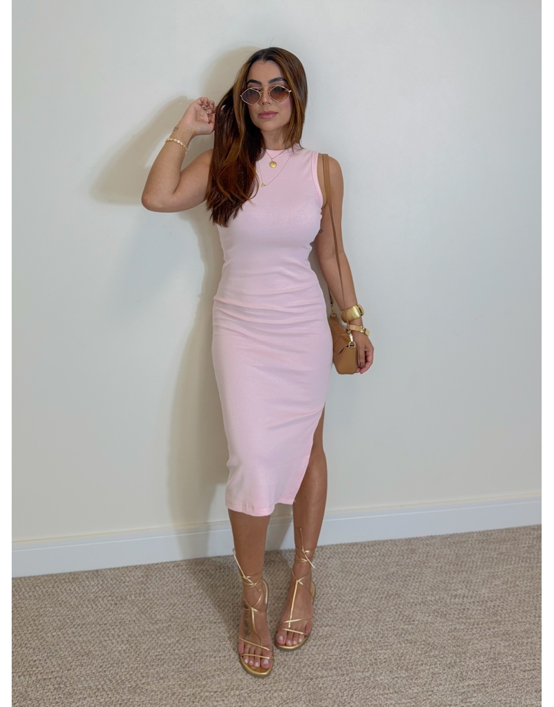 Vestido Canelado Kiara Rosa