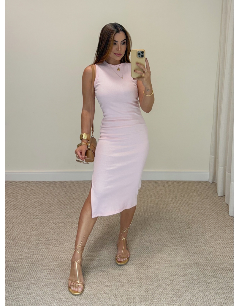 Vestido Canelado Kiara Rosa