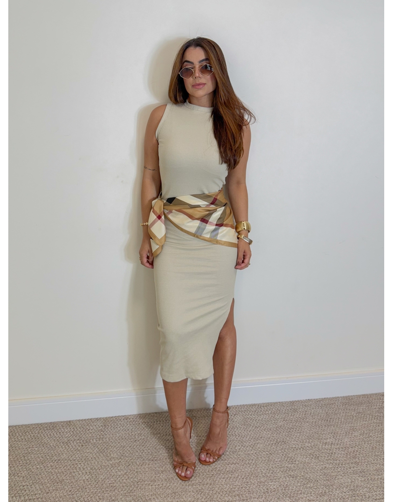 Vestido Canelado Kiara Areia