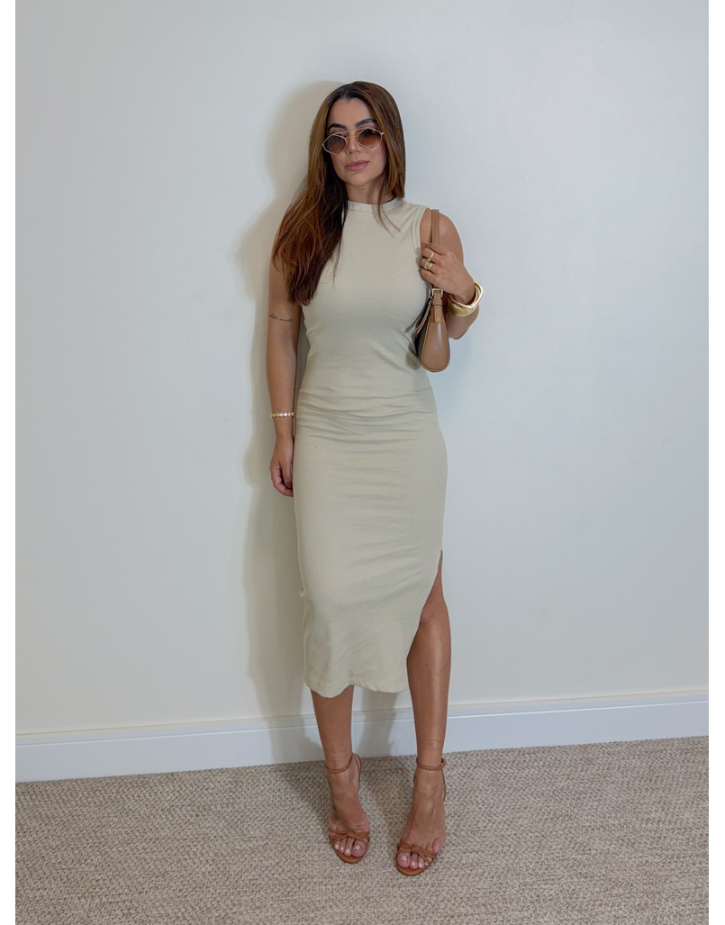 Vestido Canelado Kiara Areia