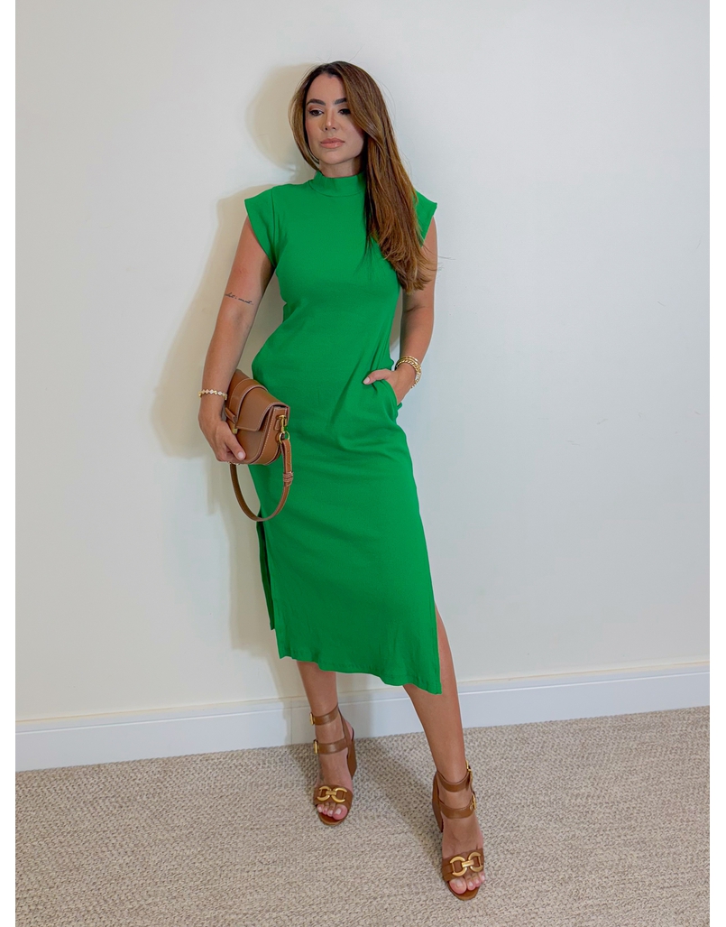 Vestido Canelado Muscle Tee Verde Bottega