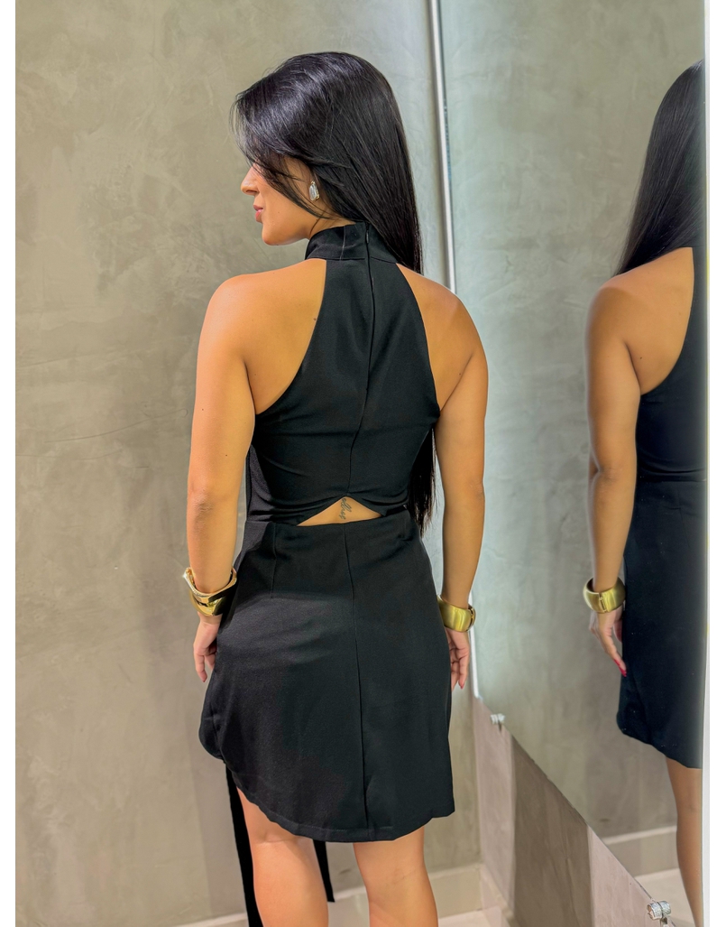Vestido Gola Alta Preto