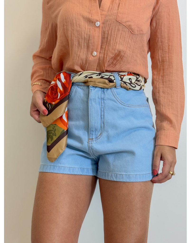 Lenço Seda Floral Cappuccino