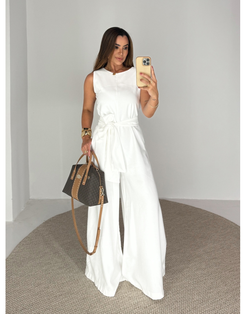 Macacão Pantalona Mônica Branco