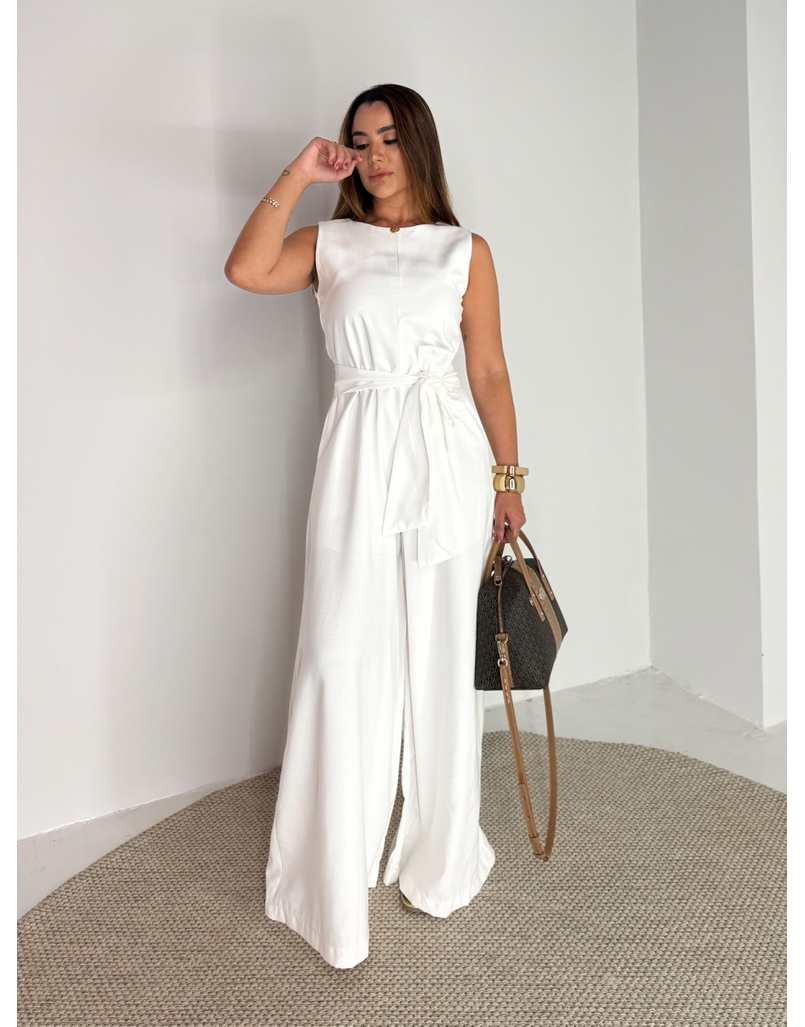 Macacão Pantalona Mônica Branco