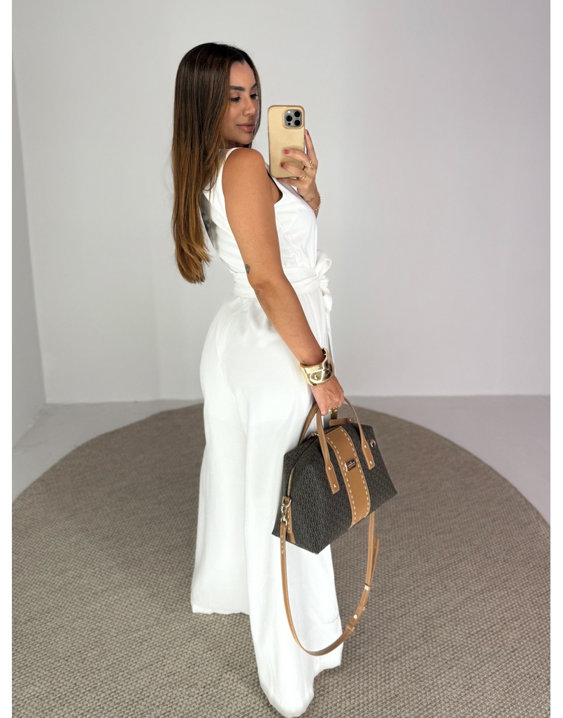 Macacão Pantalona Mônica Branco