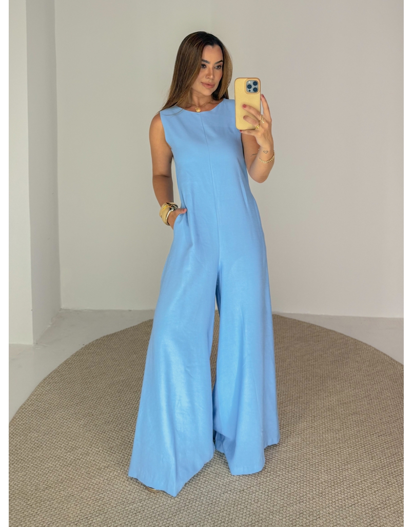 Macacão Pantalona Mônica Azul