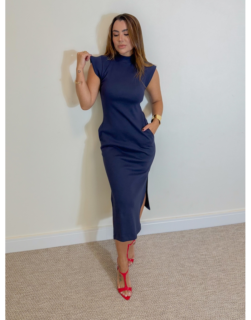 Vestido Canelado Muscle Tee Marinho