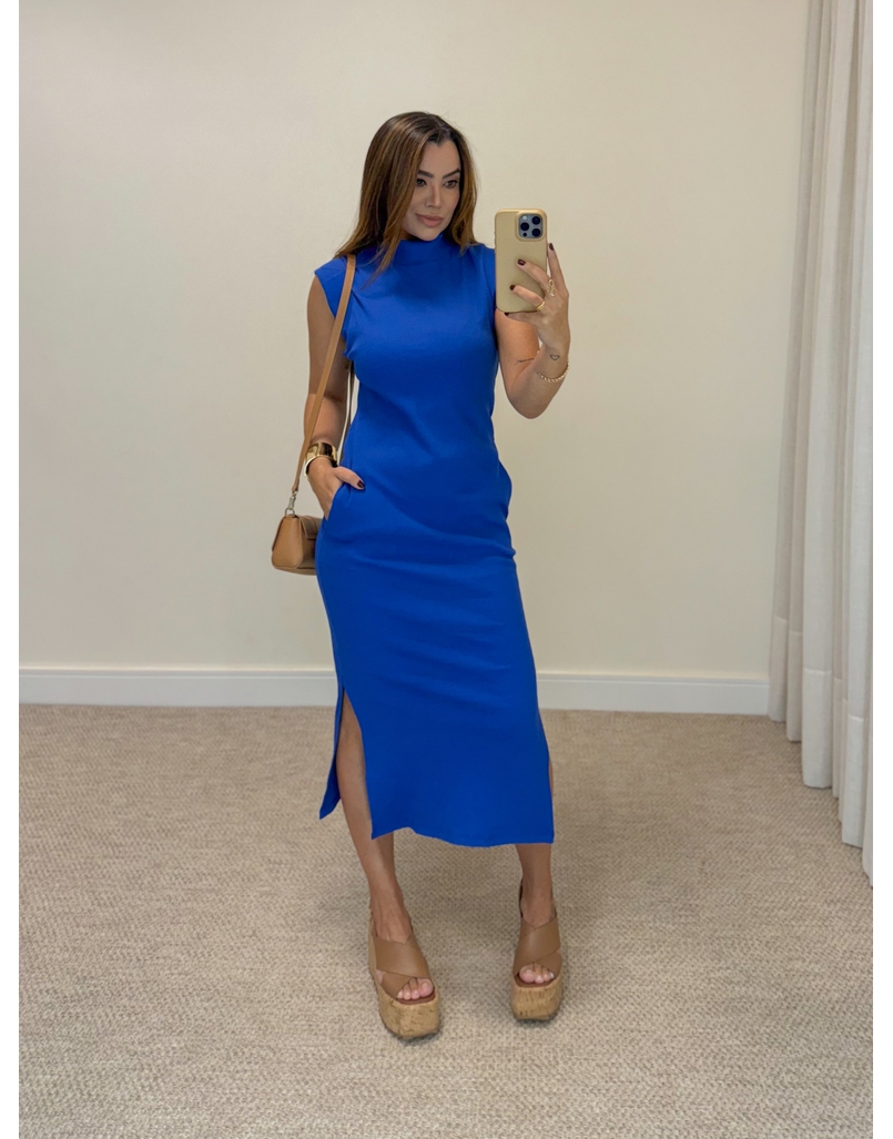Vestido Canelado Muscle Tee Azul Royal