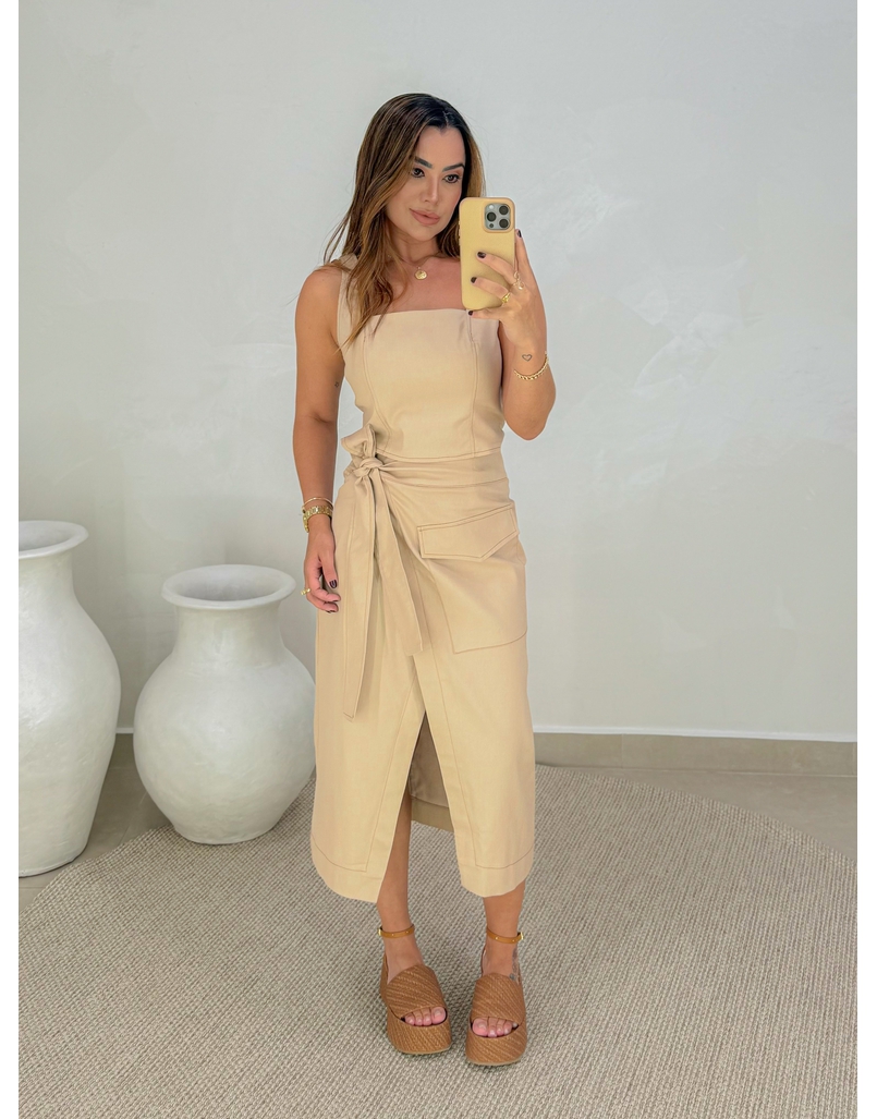 Cropped Alça Sarja Caqui 