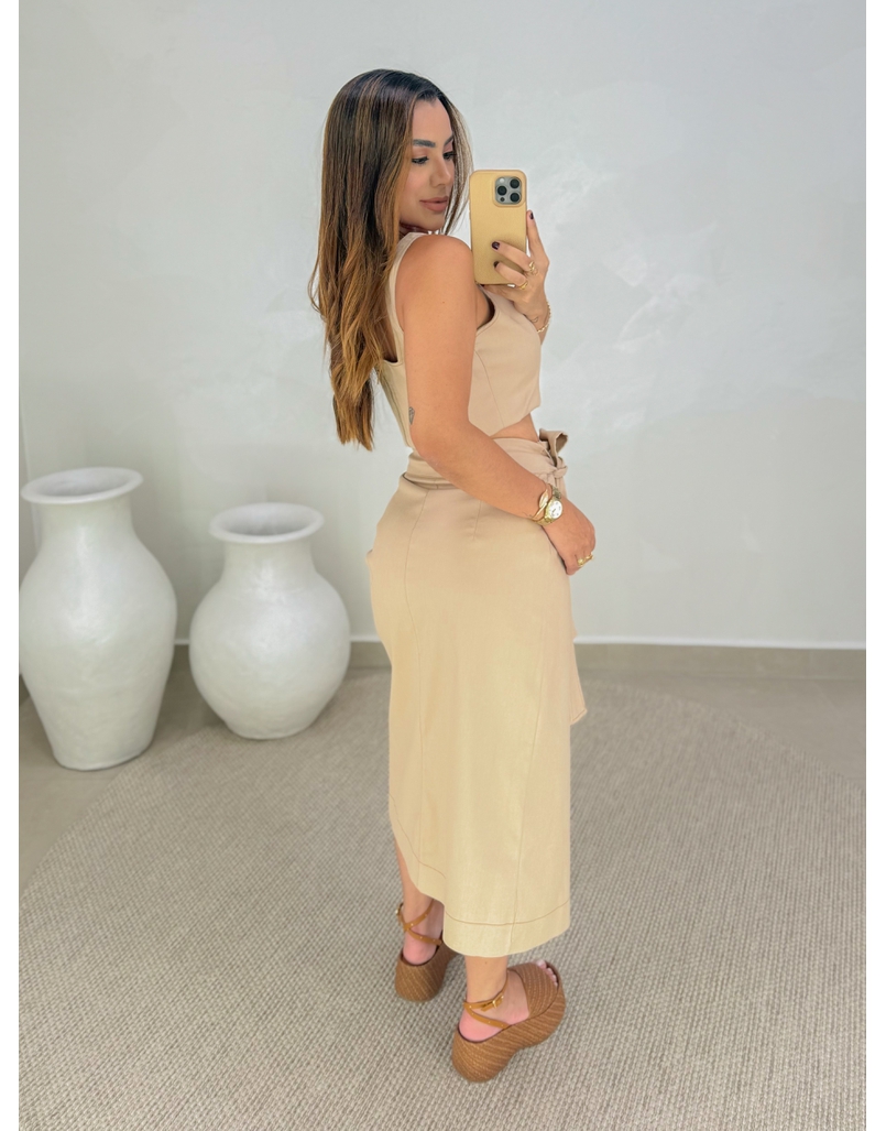 Cropped Alça Sarja Caqui 