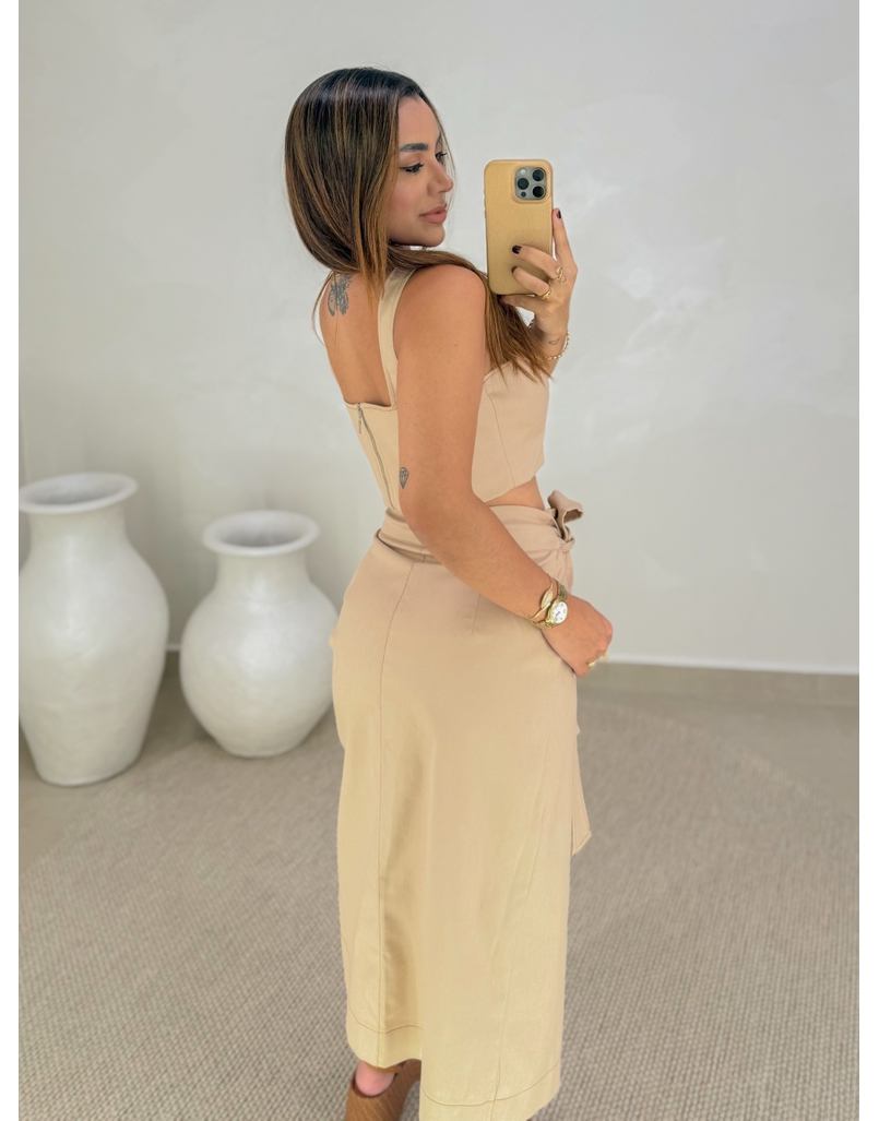 Cropped Alça Sarja Caqui 