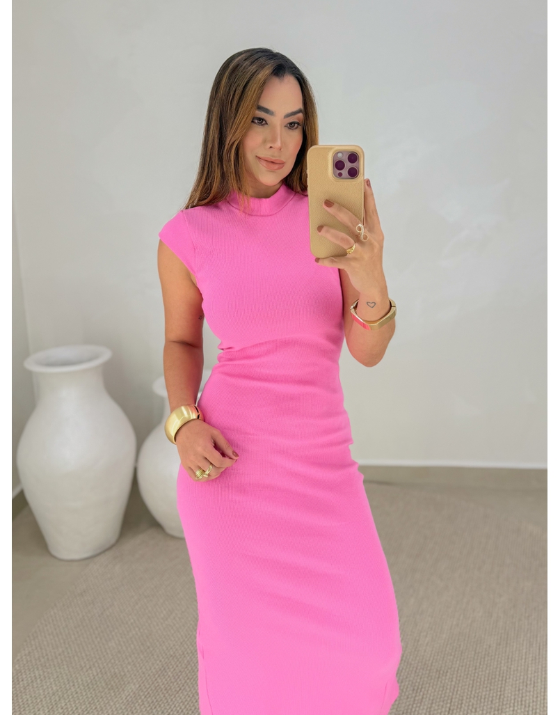 Vestido Canelado Buenos Aires Rosa
