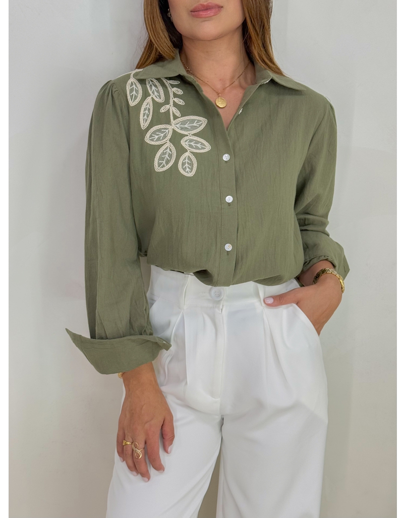 Camisa Bordada Manila Militar