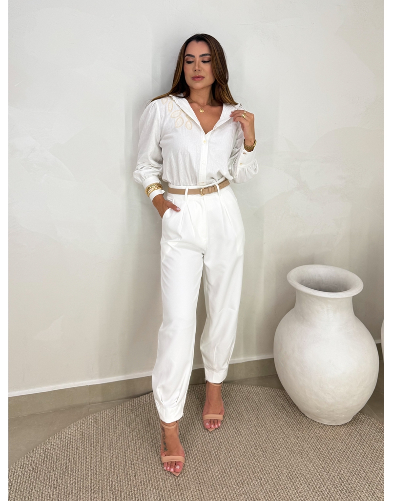 Calça Alfaiataria Cenoura Branca