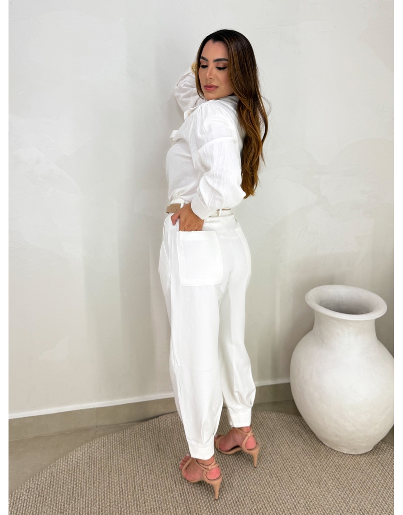Calça Alfaiataria Cenoura Branca