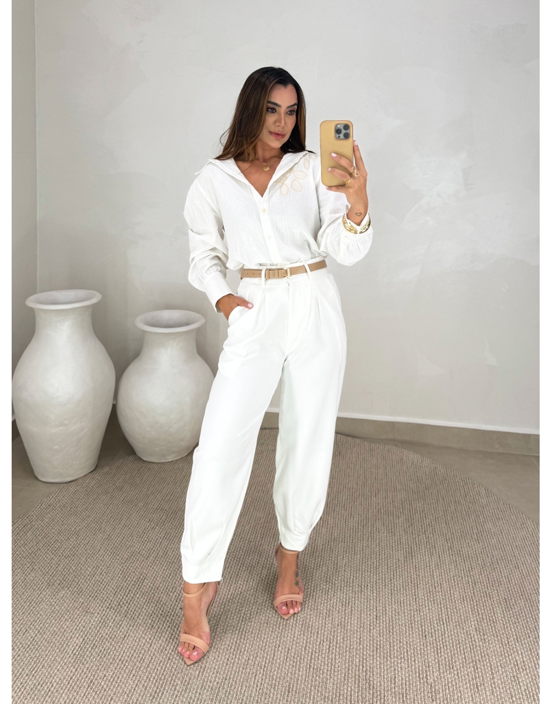 Calça Alfaiataria Cenoura Branca