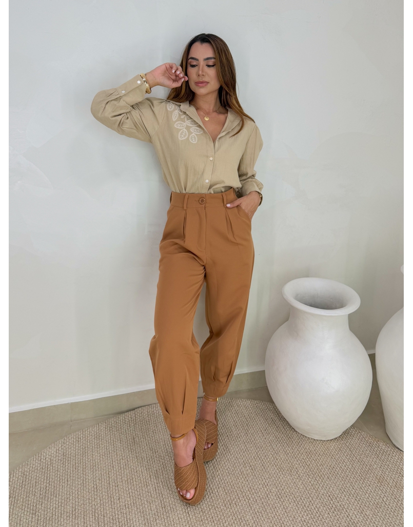 Camisa Bordada Manila Cappuccino 