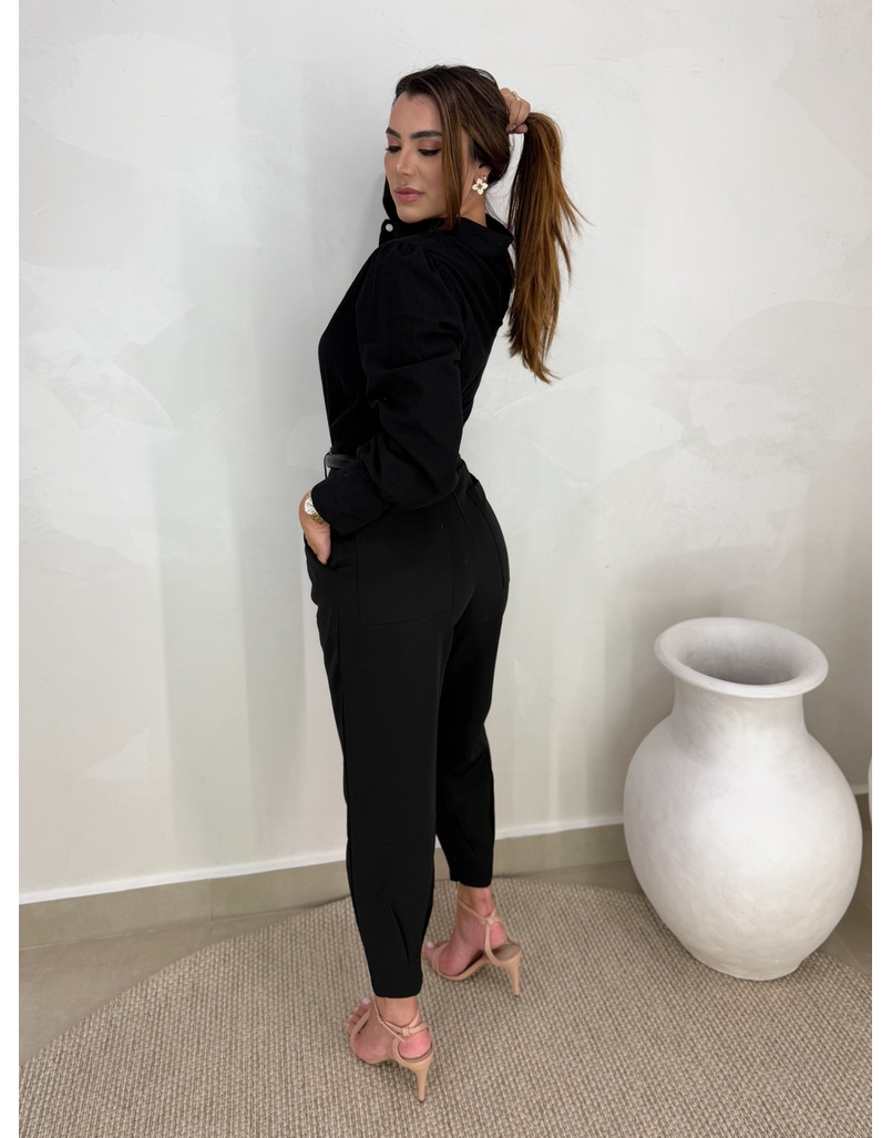 Camisa Bordada Manila Preto