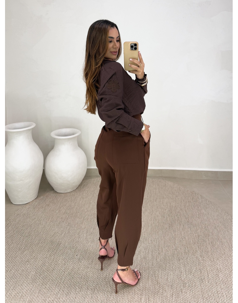 Camisa Bordada Paris Café