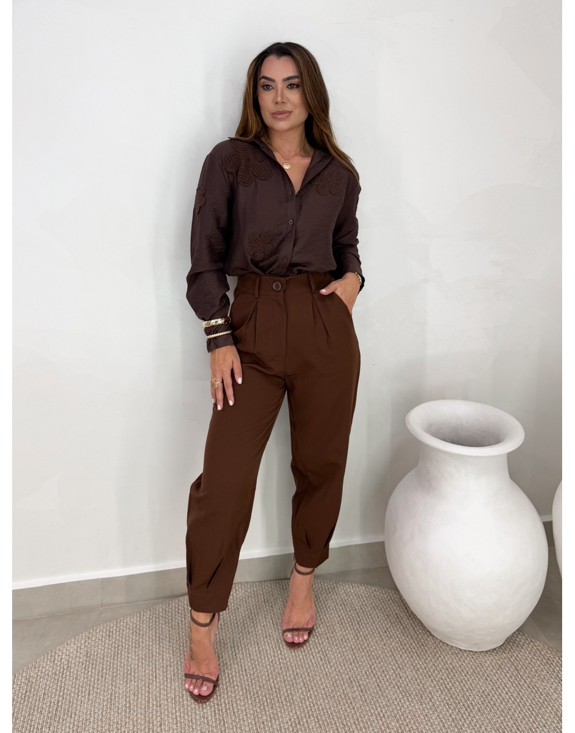 Camisa Bordada Paris Café