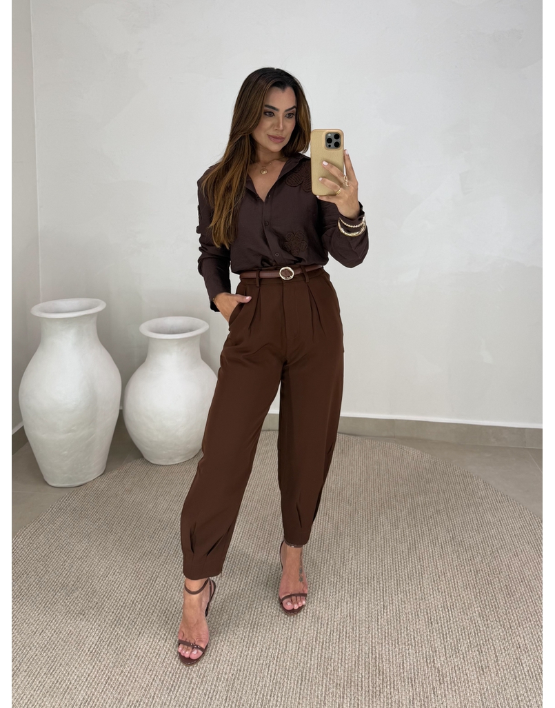 Camisa Bordada Paris Café