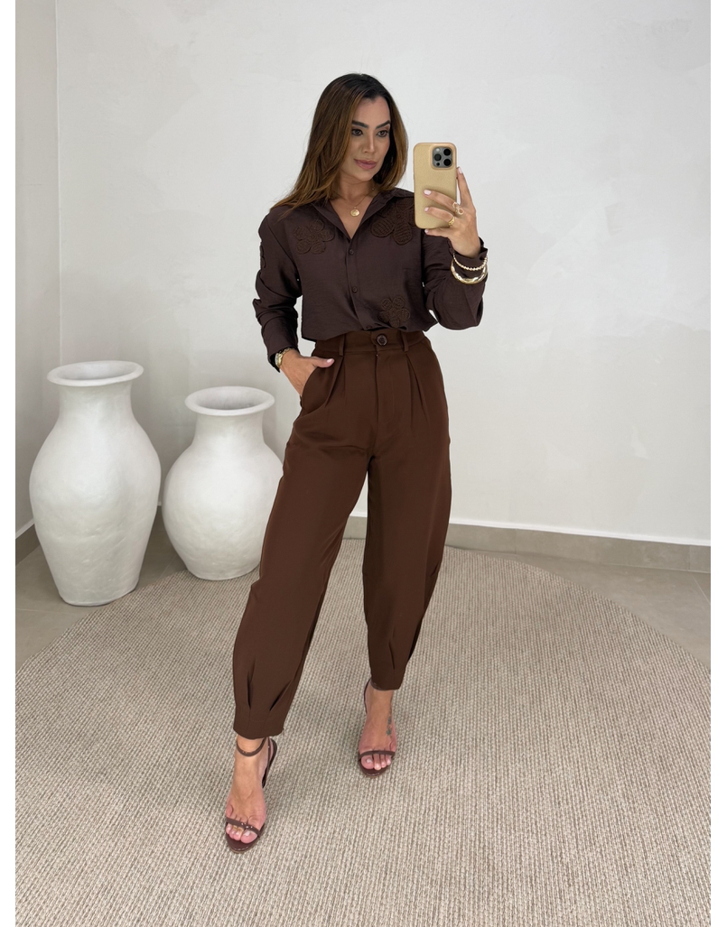 Camisa Bordada Paris Café