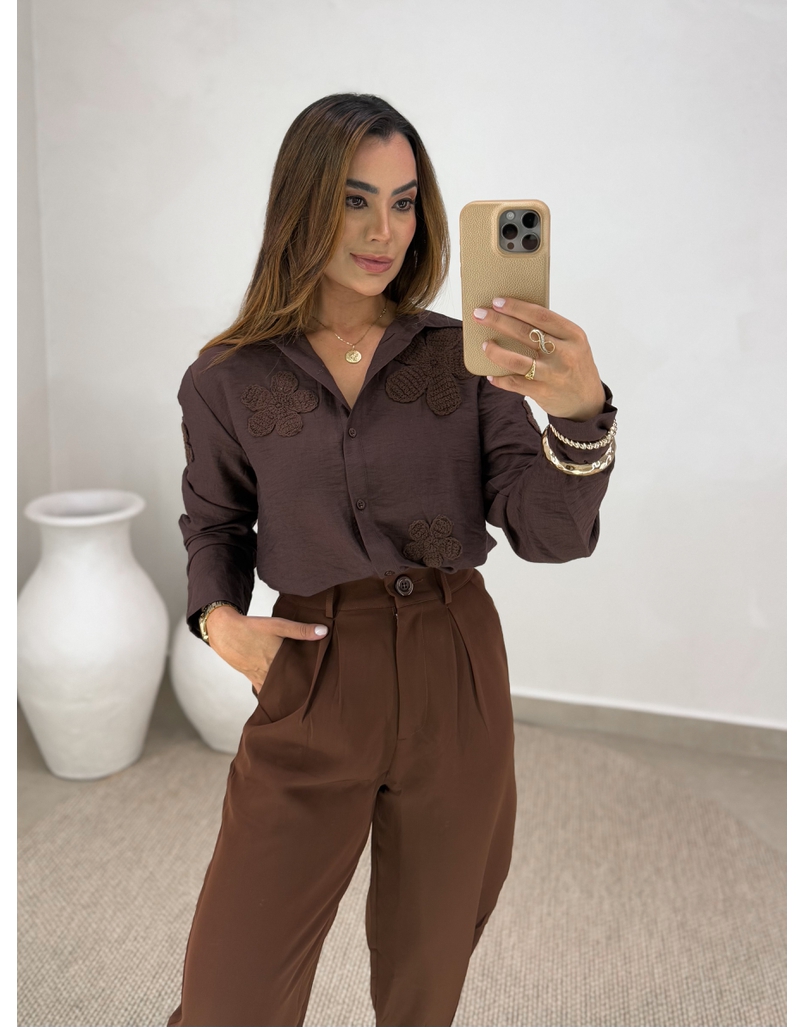 Camisa Bordada Paris Café