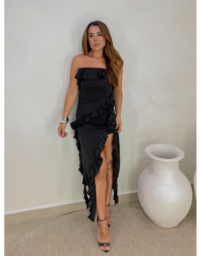 Vestido Midi Boho Preto