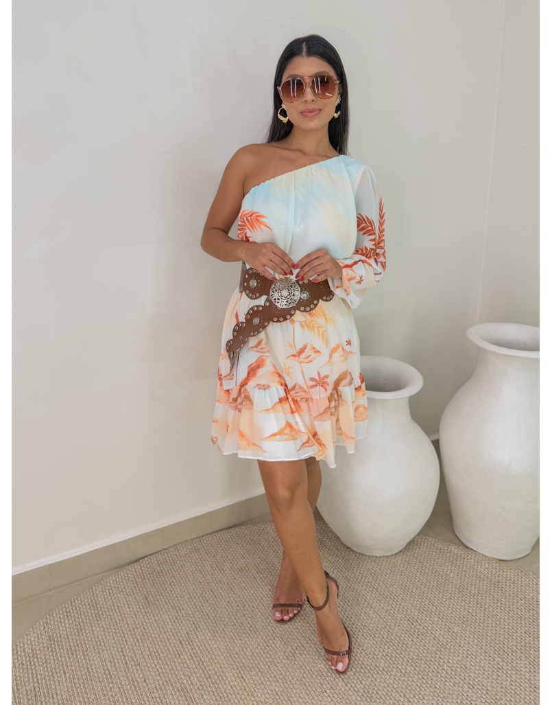 Vestido Ombro Só Estampado 