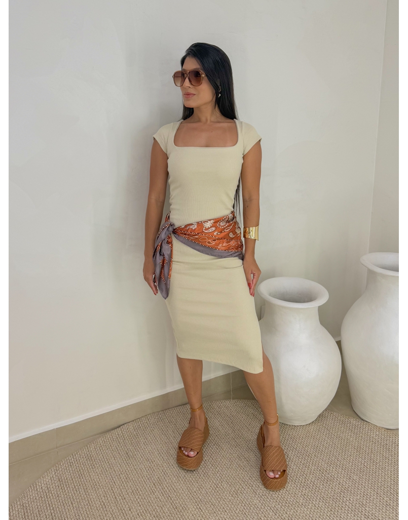 Lenço Cetim Estampado Marrom