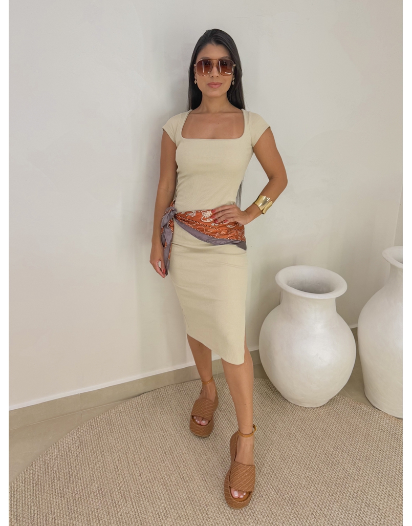 Lenço Cetim Estampado Marrom