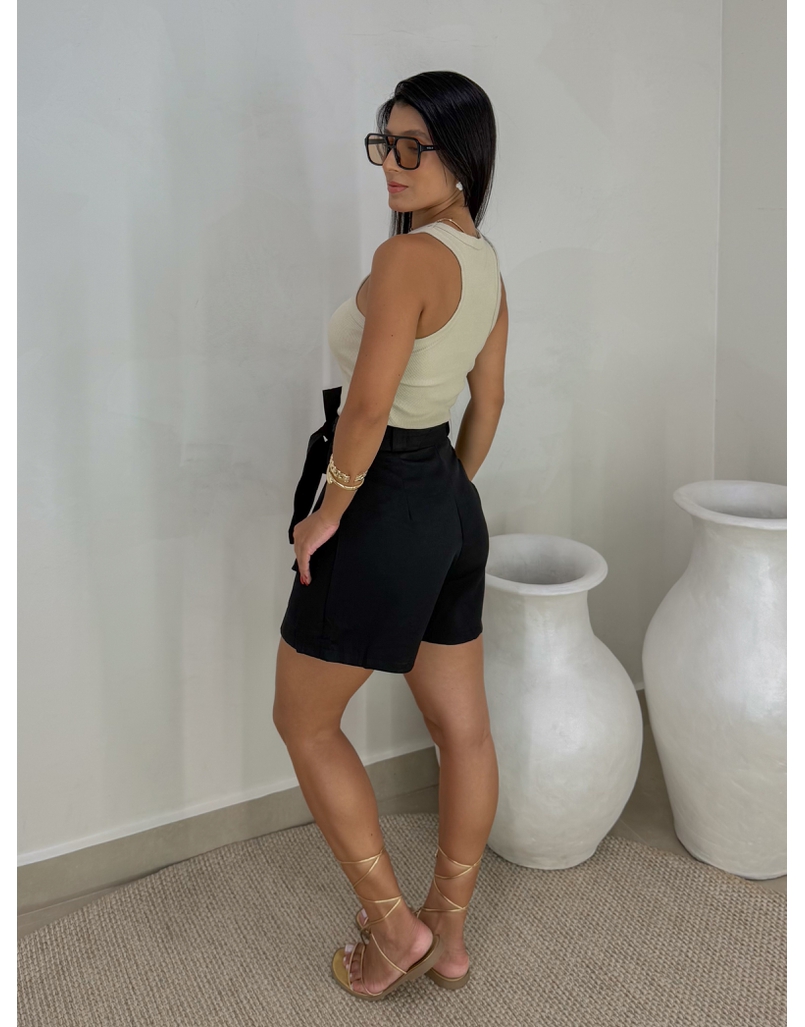 Short Saia Cinto Patricia Preto